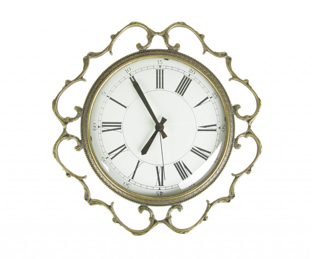 Интерьерные настенные часы в гостиную классические, оригинальные, литая латунь 132021
